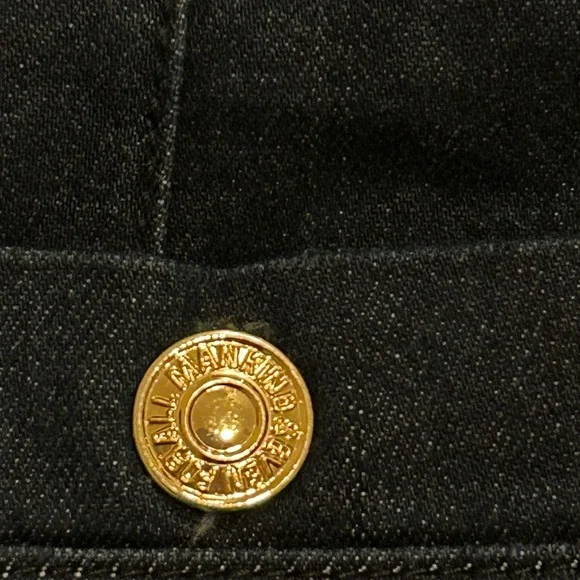 7 For All Mankind Dark Denim Romper with Gold Buttons - Picture 9 of 10